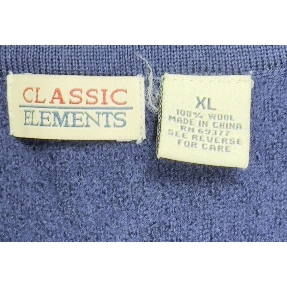Classic Elements Wool Sweater Vest XL Blue Floral Appliqué Cottagecore - Picture 6 of 9